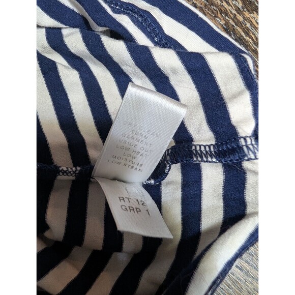 St John Blouse Top Women Large White Blue Striped Viscose - Picture 5 of 7